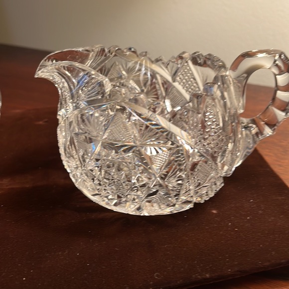 Antique beautiful crystal glass creamer and sugar - Picture 2 of 5